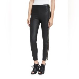 Rag & Bone Chatel Lamb Leather Leggings Black with Gold Side Zipper